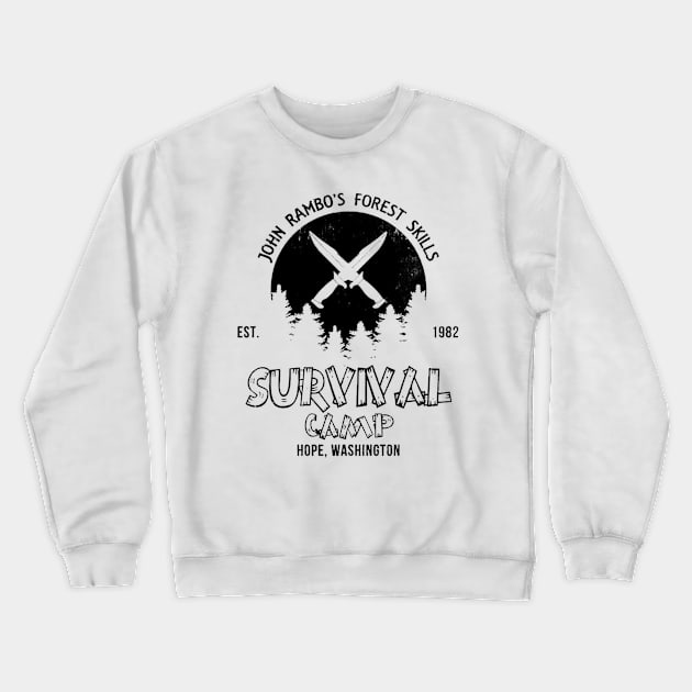 John Rambo Forest Skills Survival Camp First Blood Crewneck Sweatshirt by Angel arts